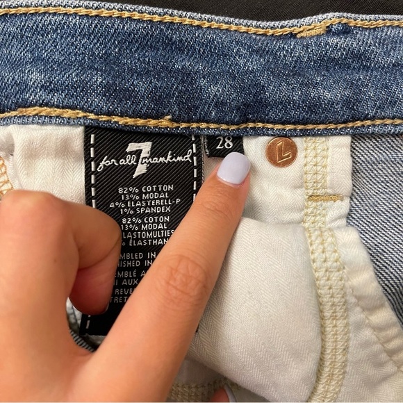 7 For All Mankind Luxe Vintage The Ankle Skinny Jeans Angled Seams size 28 - Picture 11 of 11